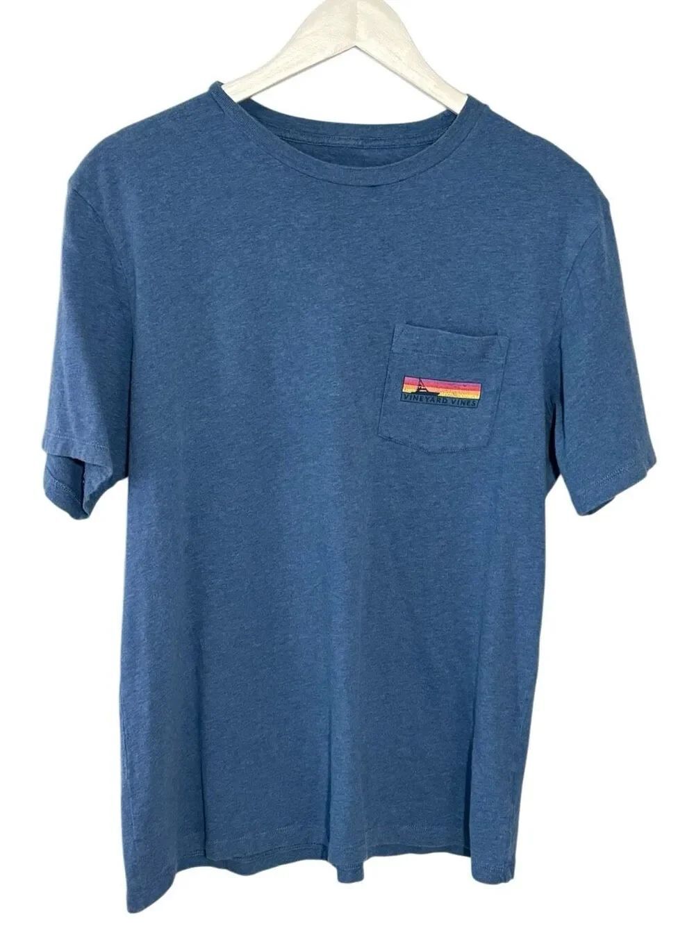 Vineyard Vines Sunset pocket t-shirt in blue - M